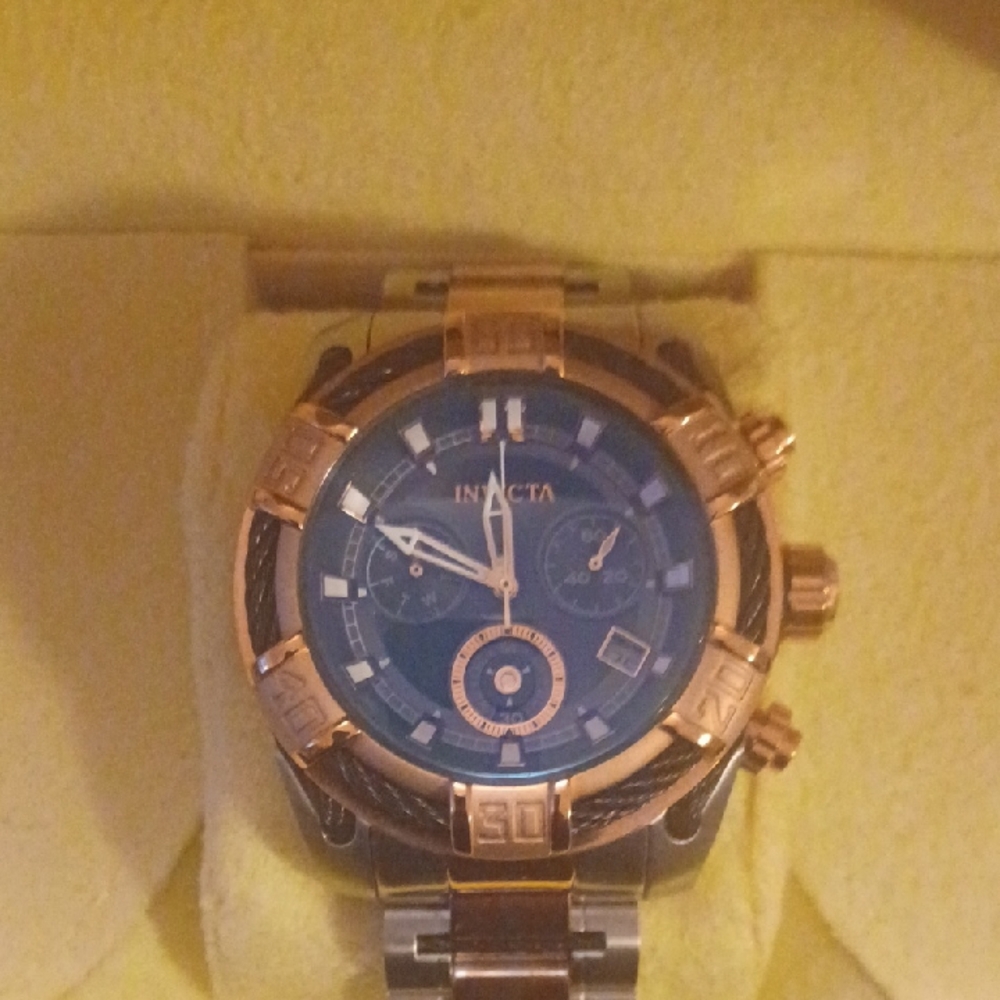 Invicta Rose Gold/Black/Stainless Steel Chronograph Watch 52mm